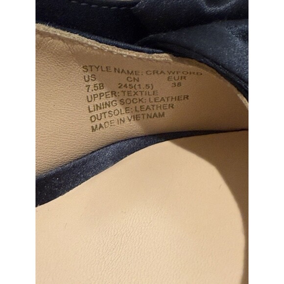 Kate Spade Heels  Size 7.5 Crawford Peep-Toe Bow Pumps Navy Satin - Picture 7 of 9